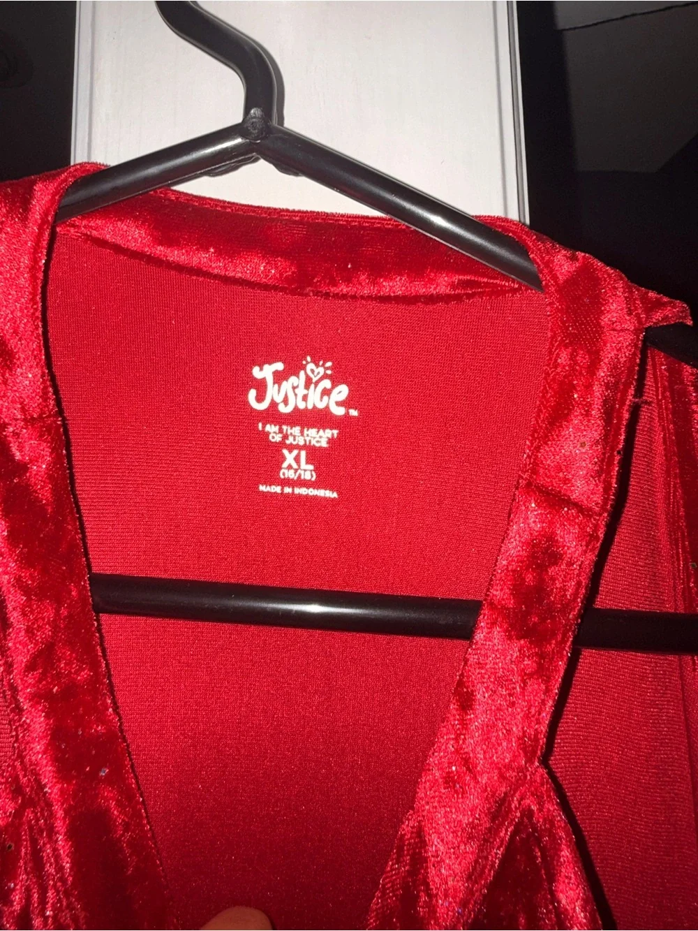 Justice Girls XL 16/18 Red Crushed Velvet Halter Skater Party Dress